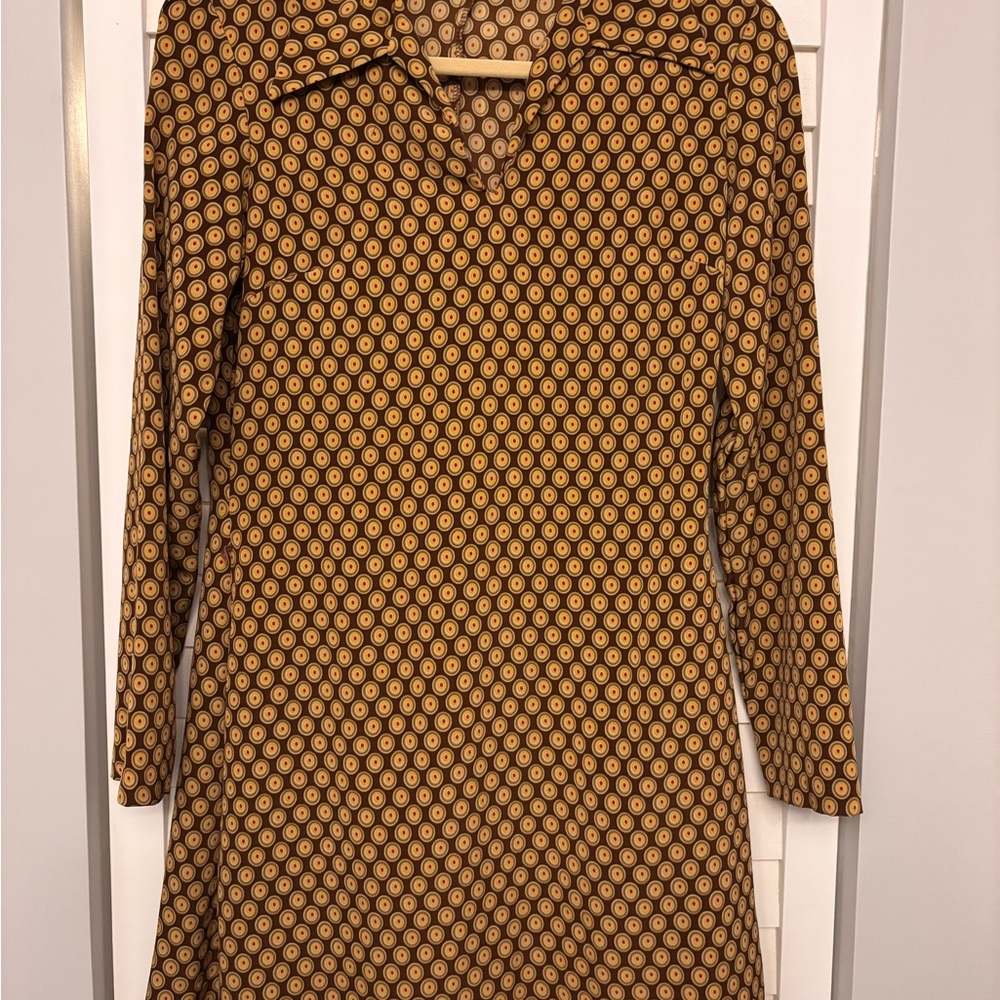 Rampage Long Sleeve Dress with Yellow and Brown Design